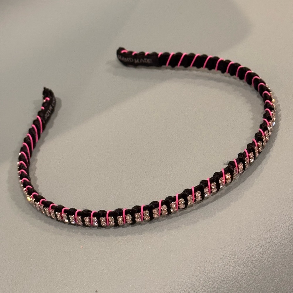 Cara New York Elegant Pink and Black Rhinestone Headband